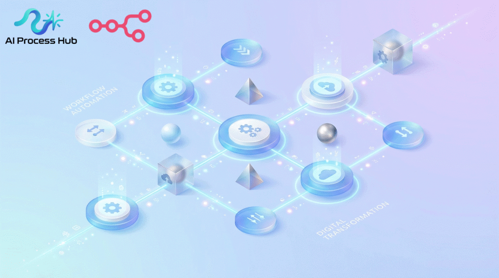 n8n workflow automation visual representation with connected nodes and data flow, to help understand what is n8n